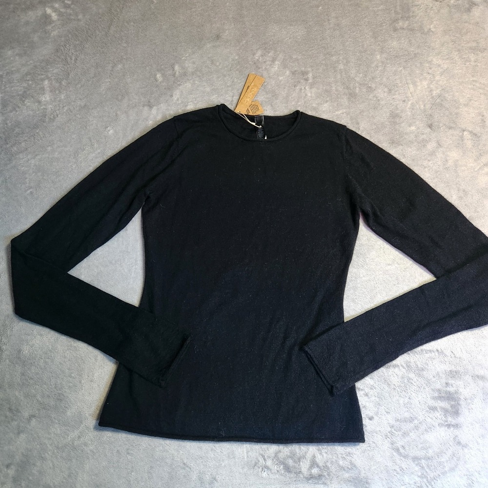 New SKIMS Sheer Cashmere Long Sleeve Top Onyx Black XS NWT $168 Sweater